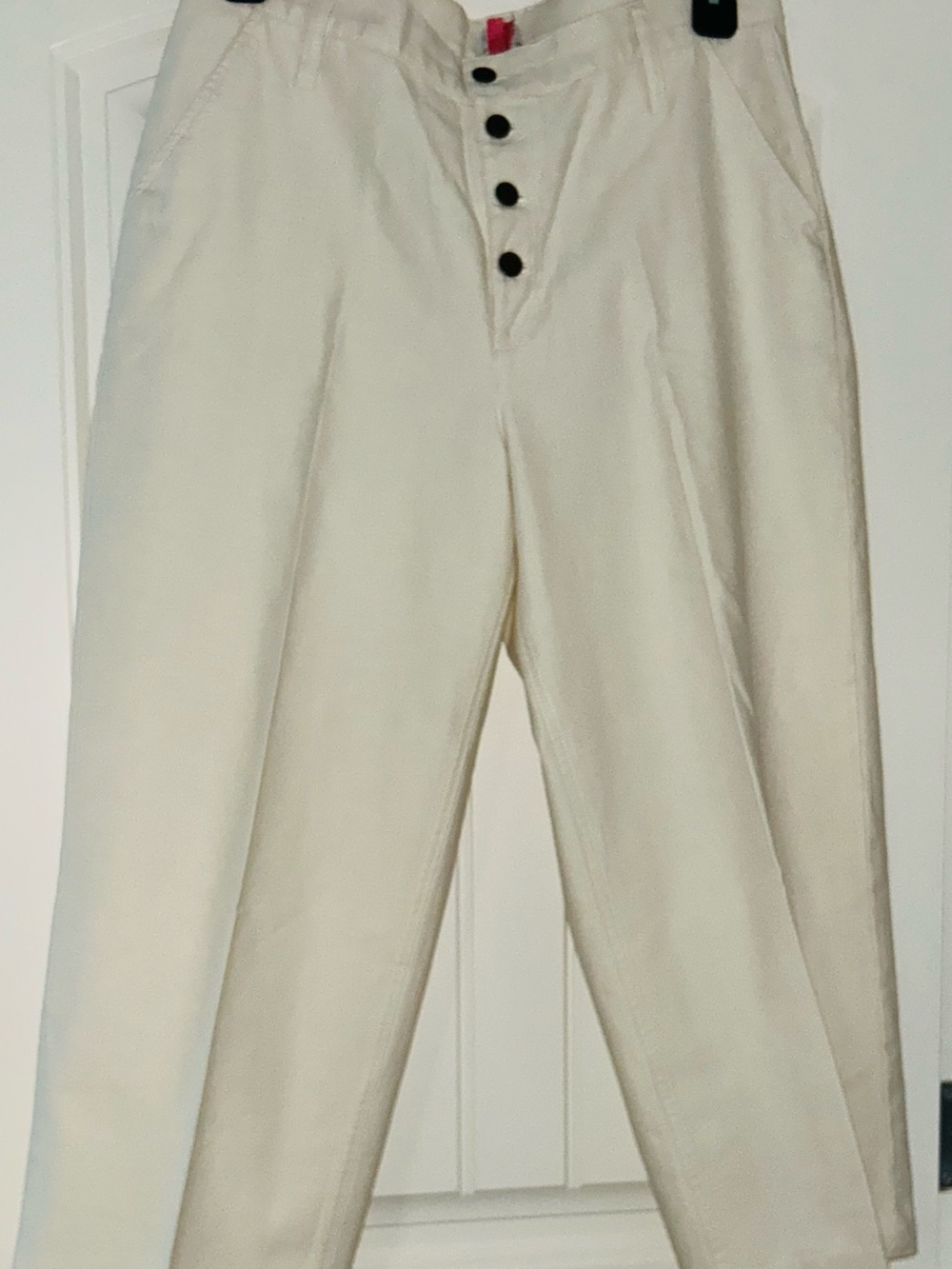J.Crew Womenโs Cream Button-Front Pants